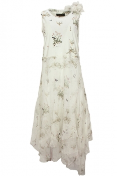 Aleksandr Manamis Jardin D'Ete Miniature Print Layered Silk dress